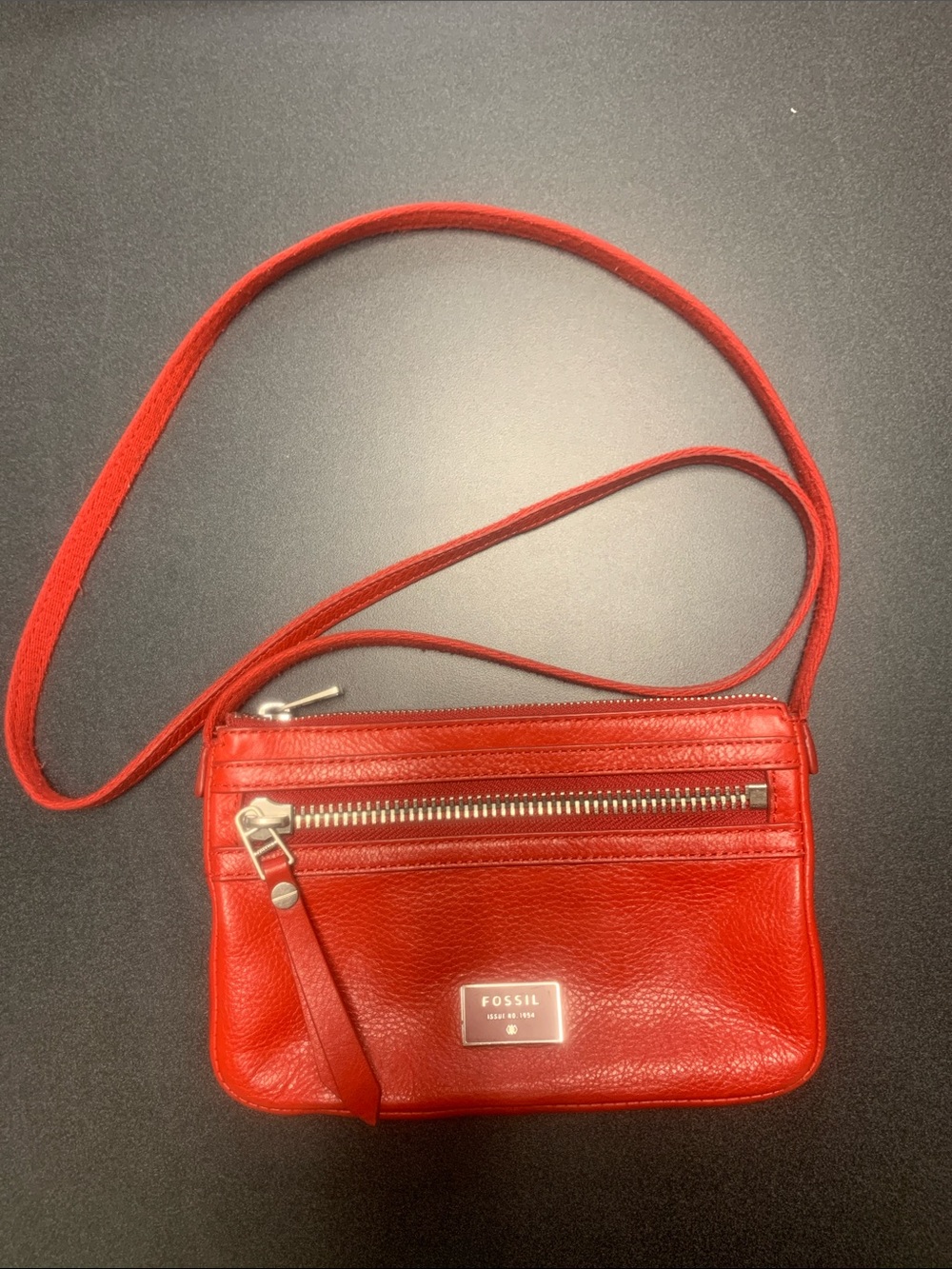 Fossil Dawson Mini Red Leather Crossbody Bag